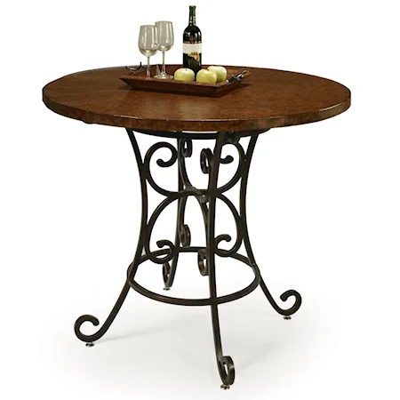45" Round Hammered Metal Top Table